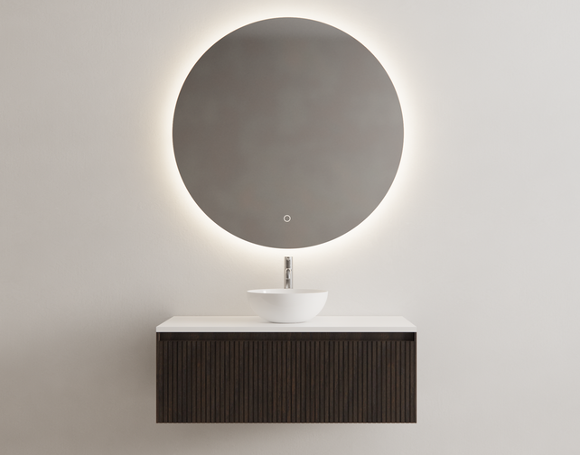 Gliss Design Wastafelonderkast Ribbelfront Charcoal 100cm 1 lade Timotheus