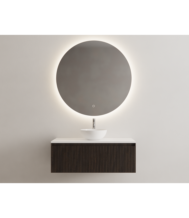 Gliss Design Wastafelonderkast Ribbelfront Charcoal 100cm 1 lade Timotheus