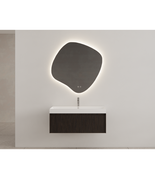 Gliss Design Wastafelonderkast Ribbelfront Charcoal 100cm 1 lade Timotheus