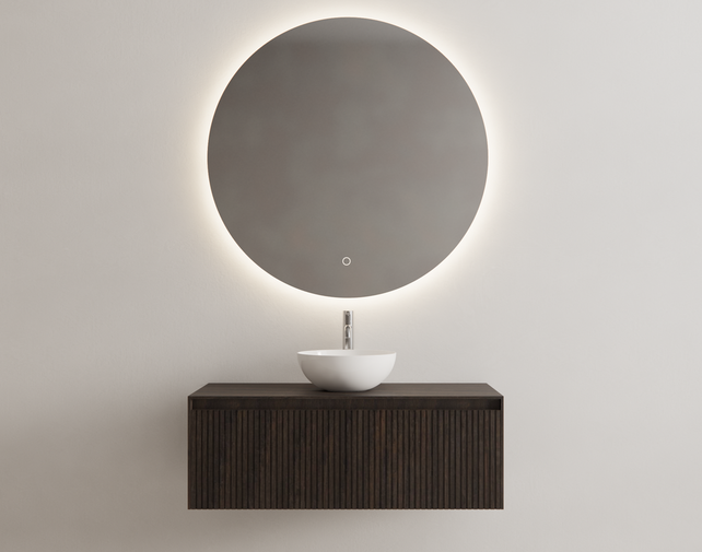 Gliss Design Wastafelonderkast Ribbelfront Charcoal 100cm 1 lade Timotheus