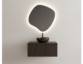 Gliss Design Wastafelonderkast Ribbelfront Charcoal 90cm 1 lade Timotheus