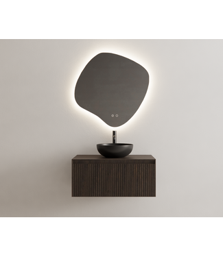 GLISS DESIGN Gliss Design Wastafelonderkast Ribbelfront Charcoal 90cm 1 lade Timotheus