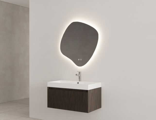 Gliss Design Wastafelonderkast Ribbelfront Charcoal 90cm 1 lade Timotheus