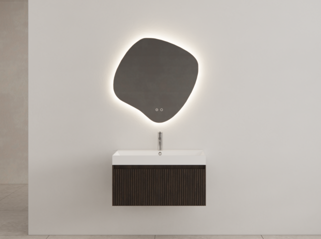 Gliss Design Wastafelonderkast Ribbelfront Charcoal 90cm 1 lade Timotheus