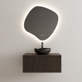 Gliss Design Wastafelonderkast Ribbelfront Charcoal 80cm 1 lade Timotheus