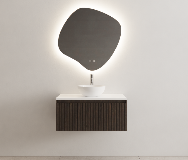 Gliss Design Wastafelonderkast Ribbelfront Charcoal 80cm 1 lade Timotheus