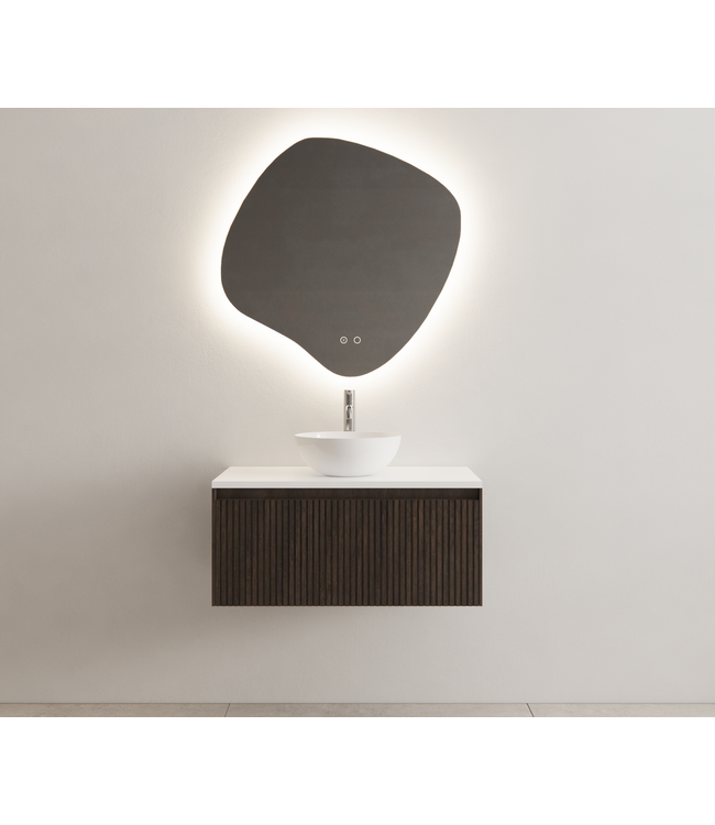 Gliss Design Wastafelonderkast Ribbelfront Charcoal 80cm 1 lade Timotheus