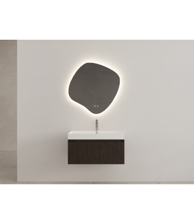 Gliss Design Wastafelonderkast Ribbelfront Charcoal 80cm 1 lade Timotheus