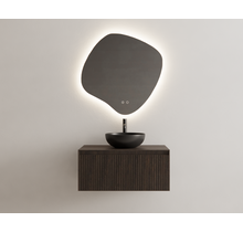 Gliss Design Wastafelonderkast Ribbelfront Charcoal 70cm 1 lade Timotheus