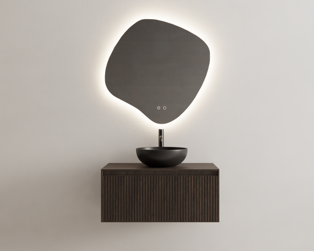 Gliss Design Wastafelonderkast Ribbelfront Charcoal 70cm 1 lade Timotheus Gliss Design Wastafelonderkast Ribbelfront Charcoal 70cm 1 lade Timotheus