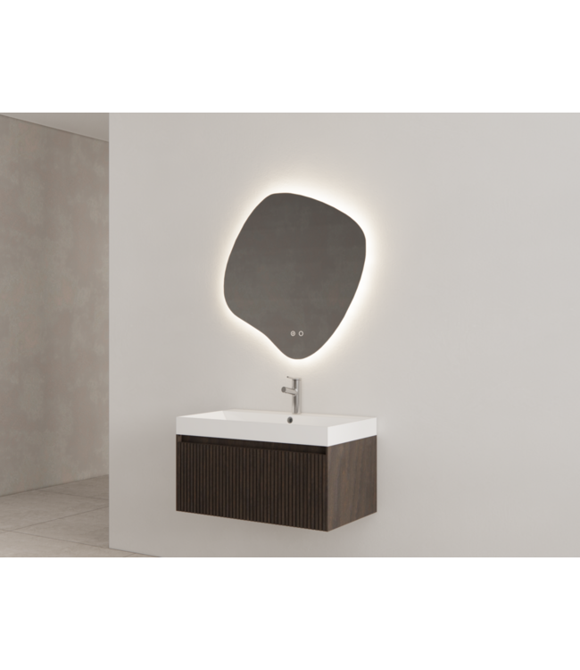 Gliss Design Wastafelonderkast Ribbelfront Charcoal 70cm 1 lade Timotheus