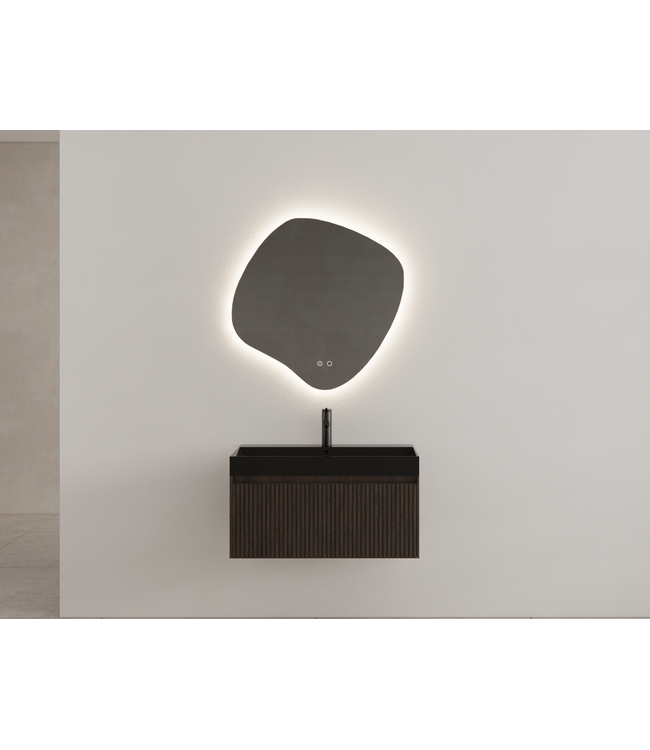 GLISS DESIGN Gliss Design Wastafelonderkast Ribbelfront Charcoal 70cm 1 lade Timotheus