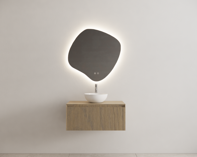 Gliss Design Wastafelonderkast Ribbelfront Ash Gray 60cm 1 lade Timotheus