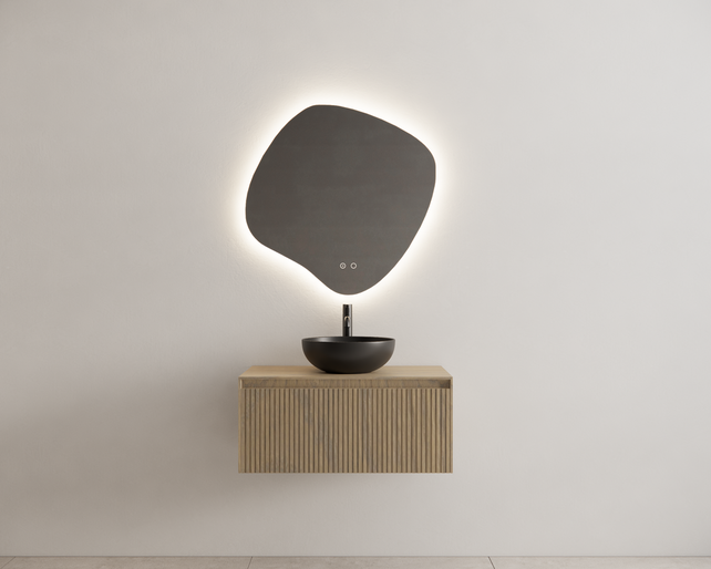 Gliss Design Wastafelonderkast Ribbelfront Ash Gray 60cm 1 lade Timotheus