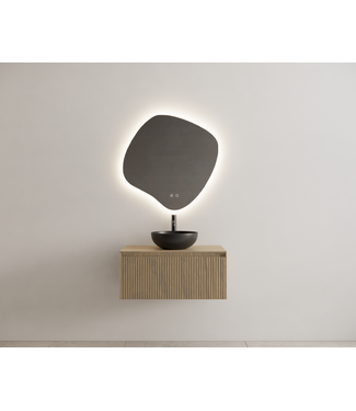 GLISS DESIGN Gliss Design Wastafelonderkast Ribbelfront Ash Gray 70cm 1 lade Timotheus