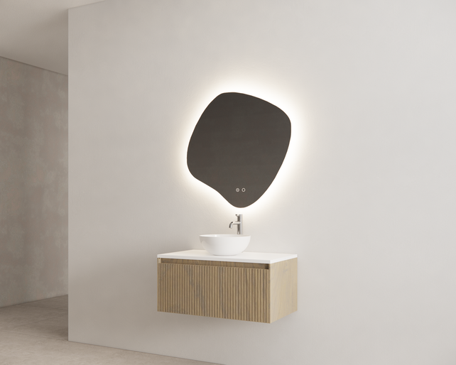 Gliss Design Wastafelonderkast Ribbelfront Ash Gray 80cm 1 lade Timotheus Gliss Design Wastafelonderkast Ribbelfront Ash Gray 80cm 1 lade Timotheus