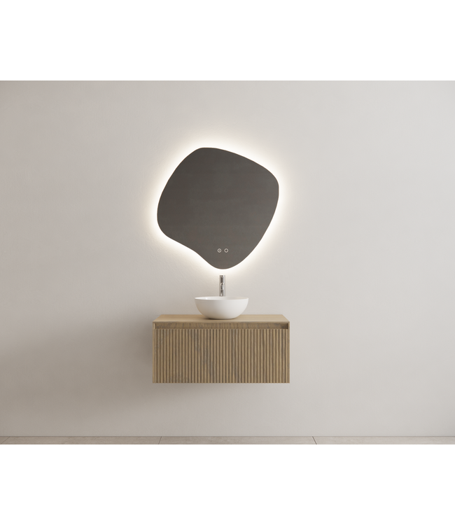 Gliss Design Wastafelonderkast Ribbelfront Ash Gray 80cm 1 lade Timotheus