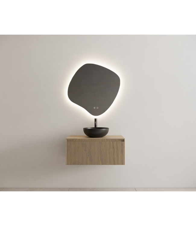 GLISS DESIGN Gliss Design Wastafelonderkast Ribbelfront Ash Gray 80cm 1 lade Timotheus