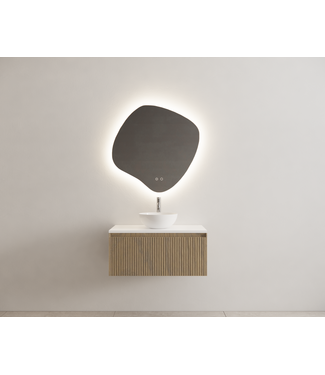 GLISS DESIGN Gliss Design Wastafelonderkast Ribbelfront Ash Gray 80cm 1 lade Timotheus