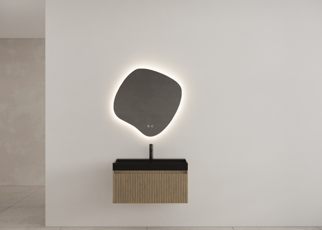 Gliss Design Wastafelonderkast Ribbelfront Ash Gray 80cm 1 lade Timotheus Gliss Design Wastafelonderkast Ribbelfront Ash Gray 80cm 1 lade Timotheus