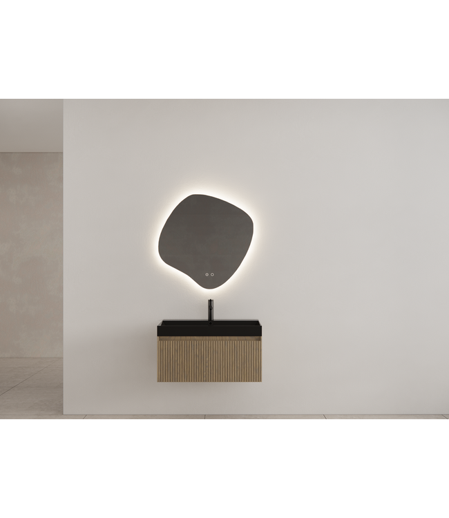 Gliss Design Wastafelonderkast Ribbelfront Ash Gray 80cm 1 lade Timotheus