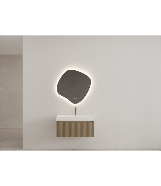 GLISS DESIGN Gliss Design Wastafelonderkast Ribbelfront Ash Gray 80cm 1 lade Timotheus