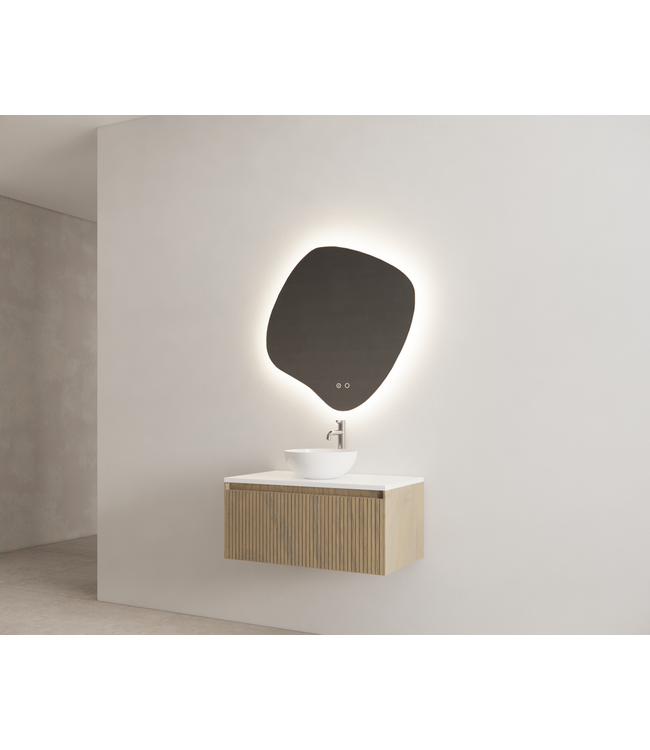 Gliss Design Wastafelonderkast Ribbelfront Ash Gray 90cm 1 lade Timotheus