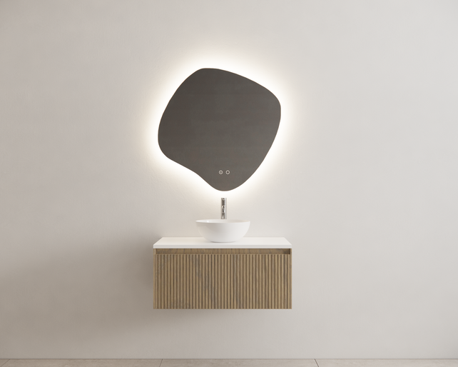 Gliss Design Wastafelonderkast Ribbelfront Ash Gray 90cm 1 lade Timotheus