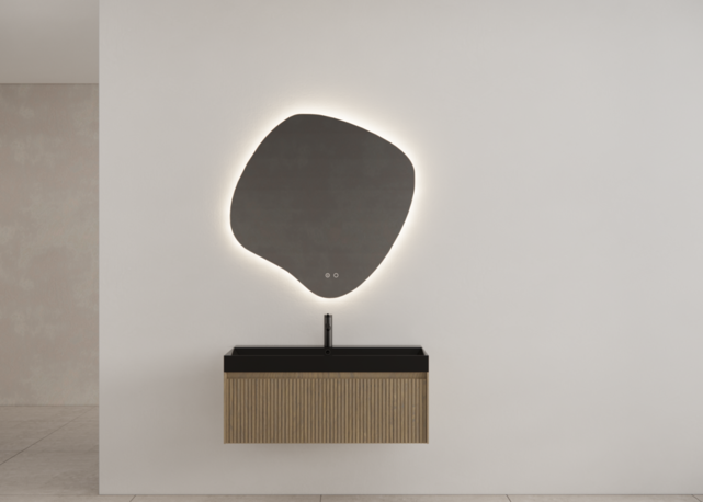 Gliss Design Wastafelonderkast Ribbelfront Ash Gray 100cm 1 lade Timotheus