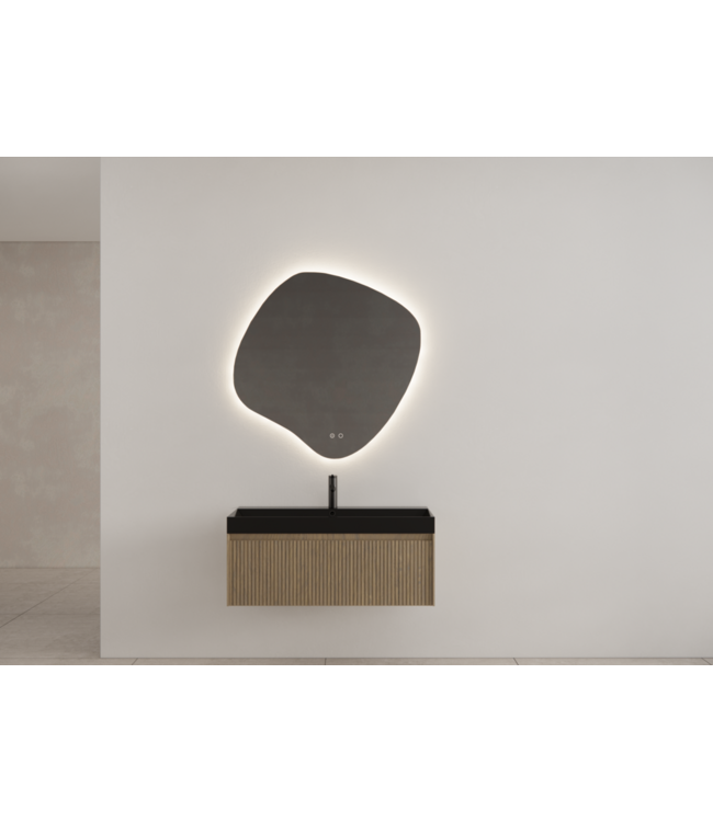 Gliss Design Wastafelonderkast Ribbelfront Ash Gray 100cm 1 lade Timotheus