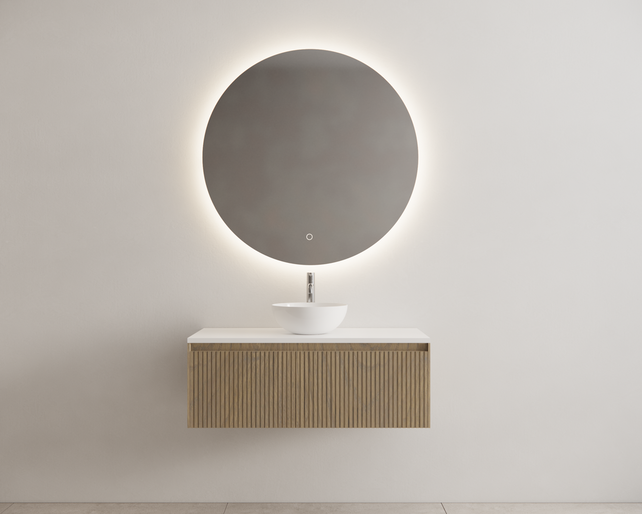 Gliss Design Wastafelonderkast Ribbelfront Ash Gray 100cm 1 lade Timotheus