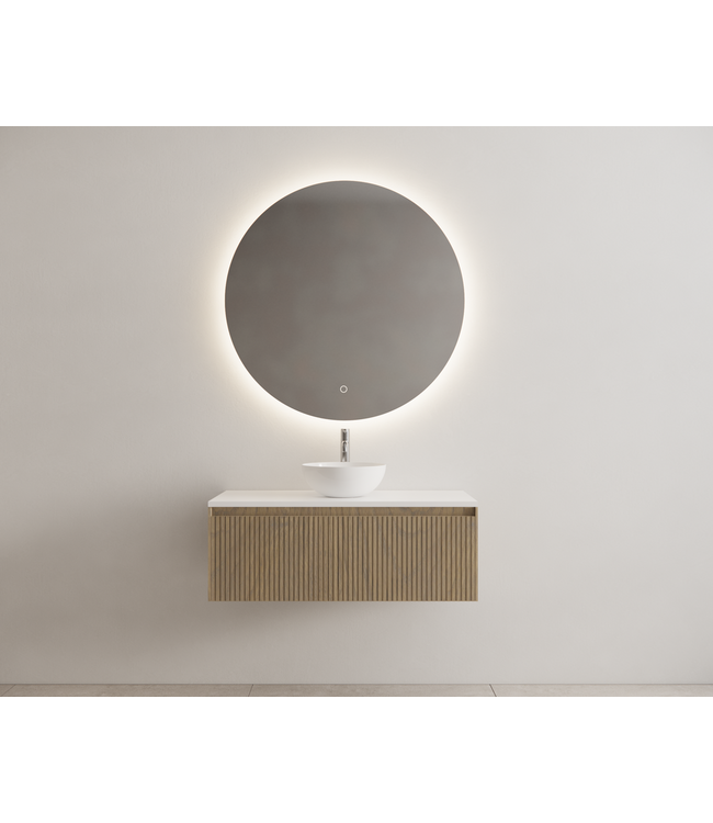 Gliss Design Wastafelonderkast Ribbelfront Ash Gray 100cm 1 lade Timotheus