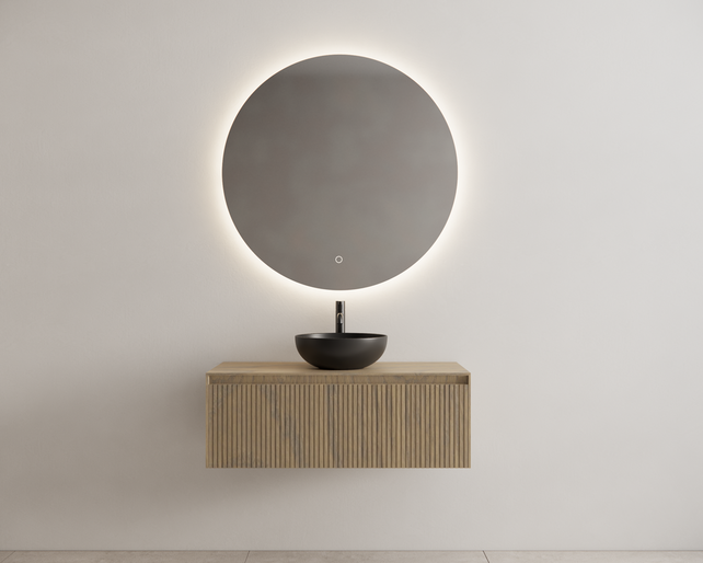 Gliss Design Wastafelonderkast Ribbelfront Ash Gray 100cm 1 lade Timotheus