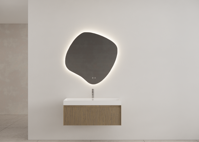 Gliss Design Wastafelonderkast Ribbelfront Ash Gray 100cm 1 lade Timotheus