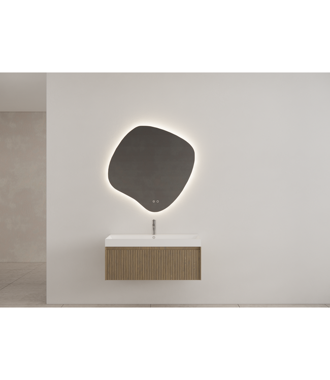 Gliss Design Wastafelonderkast Ribbelfront Ash Gray 100cm 1 lade Timotheus