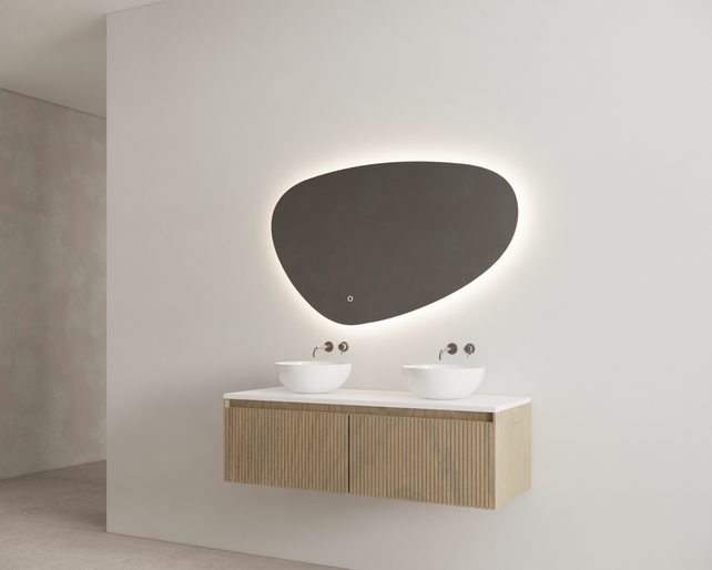 Gliss Design Wastafelonderkast Ribbelfront Ash Gray 140cm Timotheus