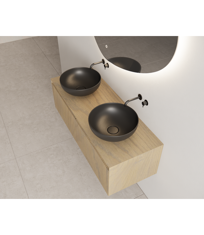 Gliss Design Wastafelonderkast Ribbelfront Ash Gray 140cm Timotheus