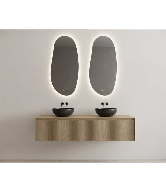 Gliss Design Wastafelonderkast Ribbelfront Ash Gray 160cm Timotheus