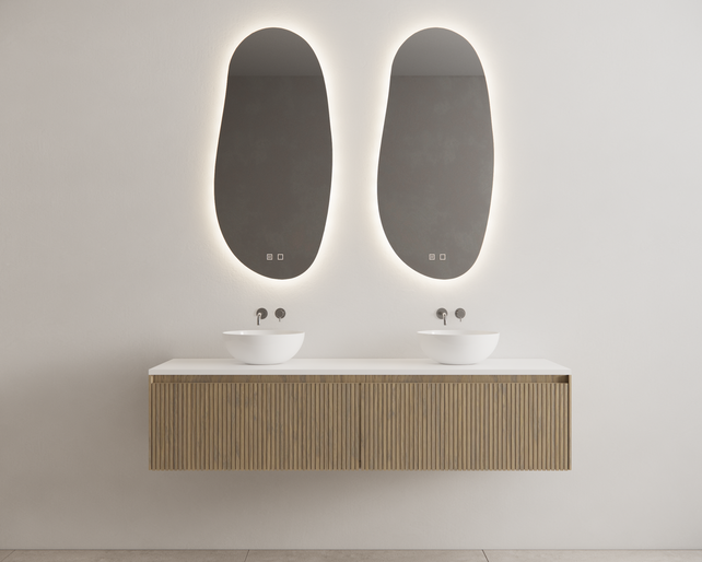 Gliss Design Wastafelonderkast Ribbelfront Ash Gray 160cm Timotheus