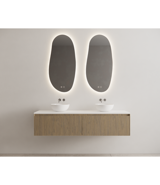 GLISS DESIGN Gliss Design Wastafelonderkast Ribbelfront Ash Gray 160cm Timotheus