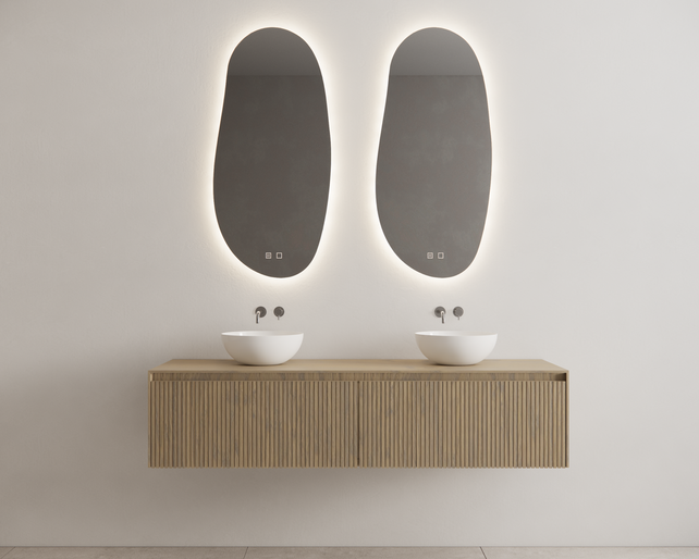 Gliss Design Wastafelonderkast Ribbelfront Ash Gray 160cm Timotheus