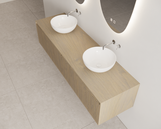 Gliss Design Wastafelonderkast Ribbelfront Ash Gray 180cm Timotheus Gliss Design Wastafelonderkast Ribbelfront Ash Gray 180cm Timotheus