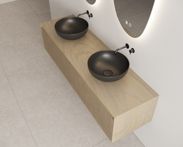 Gliss Design Wastafelonderkast Ribbelfront Ash Gray 180cm Timotheus Gliss Design Wastafelonderkast Ribbelfront Ash Gray 180cm Timotheus