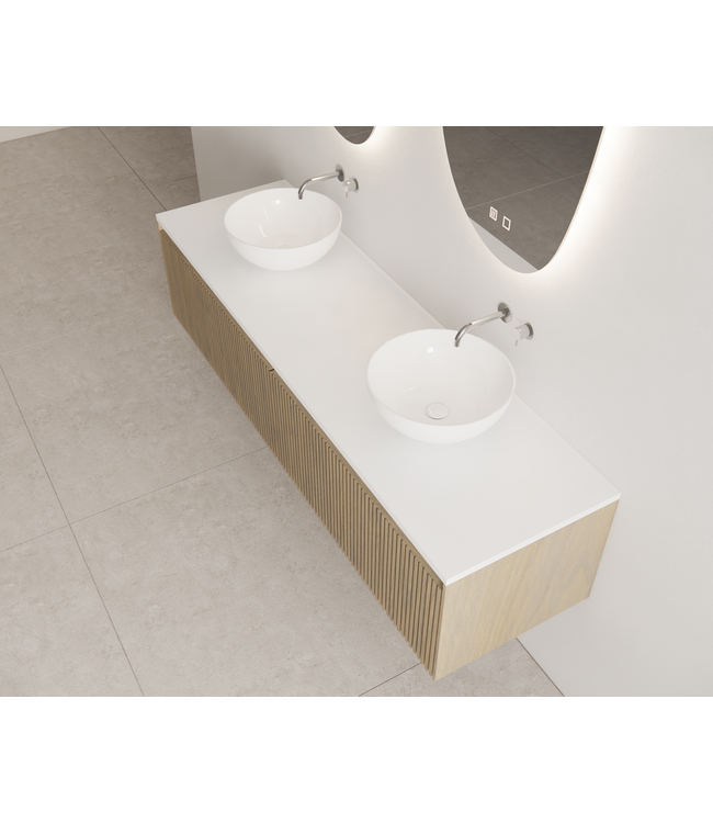 GLISS DESIGN Gliss Design Wastafelonderkast Ribbelfront Ash Gray 200cm Timotheus