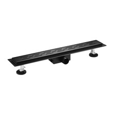 Douchegoot Zwart 80 cm compleet met Flens Uitneembaar Sifon + uitneembaar haarfilter  Roestvrij staal
