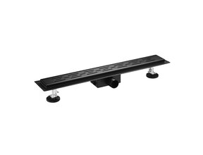 Douchegoot Zwart 80 cm compleet met Flens Uitneembaar Sifon + uitneembaar haarfilter  Roestvrij staal