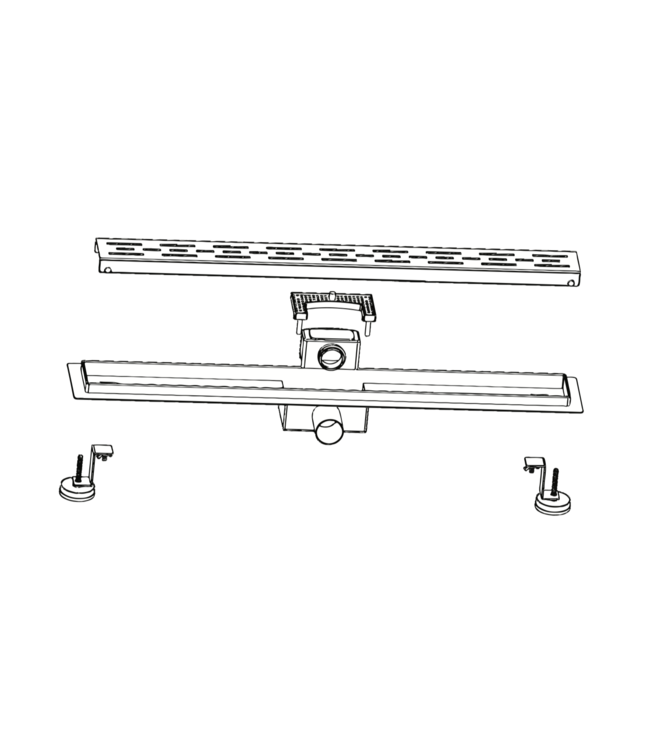 Douchegoot Zwart 90 cm compleet met Flens Uitneembaar Sifon + uitneembaar haarfilter  Roestvrij staal