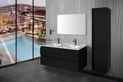 Creavit Sally Badkamermeubel Mat Zwart 120x50x45cm met Keramische Wastafel met 2 kraangaten met overloop twee lades softclose Creavit Sally Badkamermeubel Mat Zwart 120x50x45cm met Keramische Wastafel met 2 kraangaten met overloop twee lades softclose