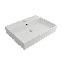 Wastafel Edge 60 cm Glans Wit met kraangat Keramiek  - ronde overloop