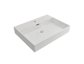 Wastafel Edge 60 cm Glans Wit met kraangat Keramiek  - ronde overloop